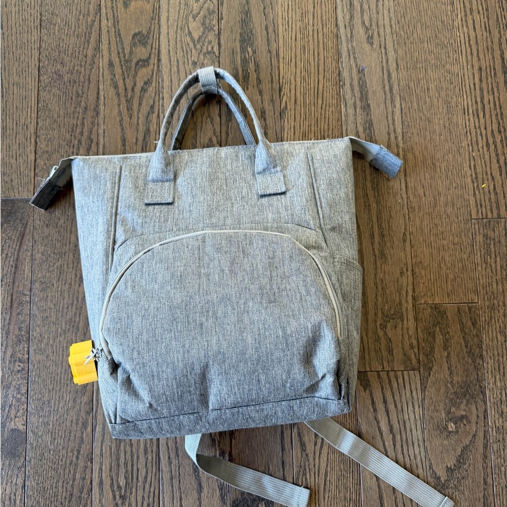 Gray enfamil diaper Backpack, one side pocket , insulated  pockets